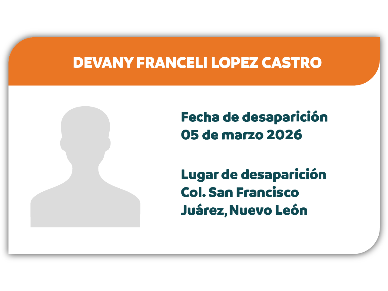 Desaparecida: DEVANY FRANCELI LOPEZ CASTRO