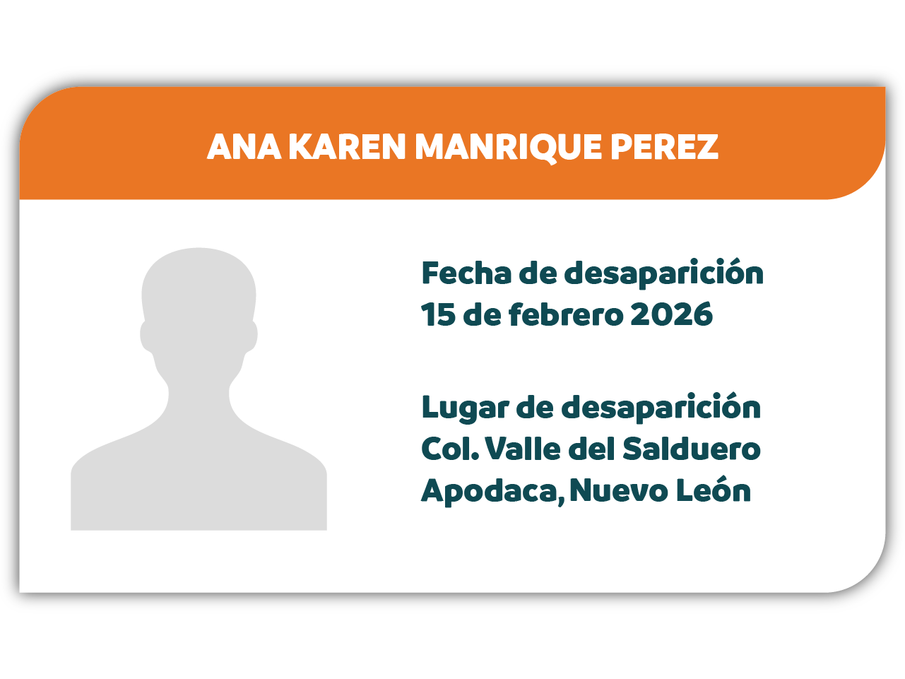 Desaparecida: ANA KAREN MANRIQUE PEREZ