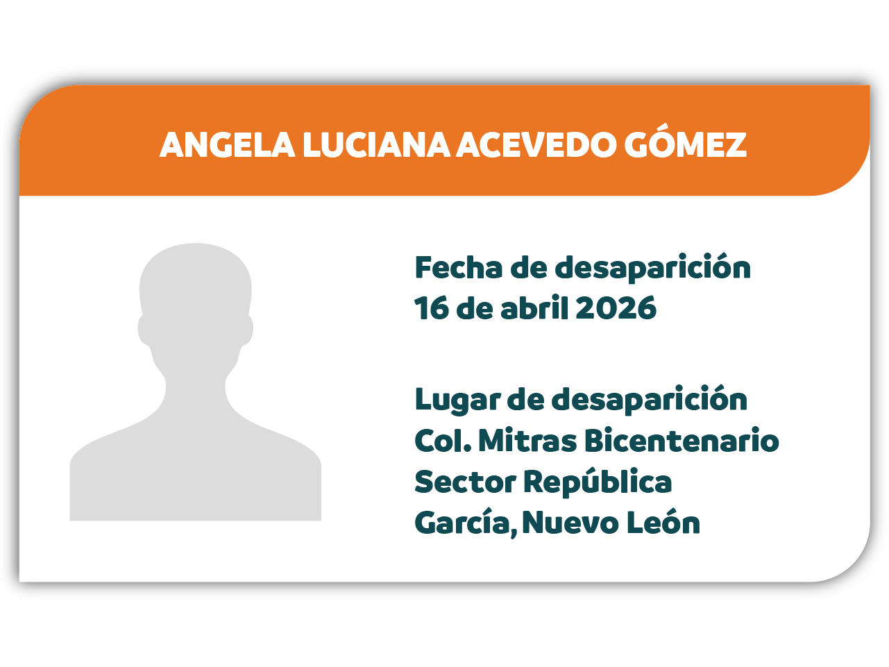 Desaparecida: ANGELA LUCIANA ACEVEDO GÓMEZ