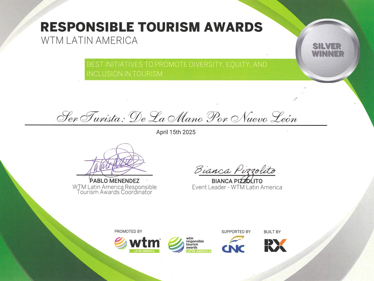 5º Premio de Turismo Responsable en Latino América