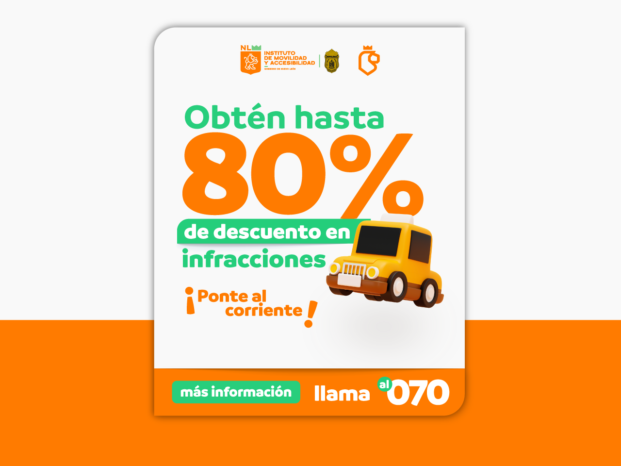 Obten hasta 80% de descuento en infracciones no graves del Instituto de Movilidad.