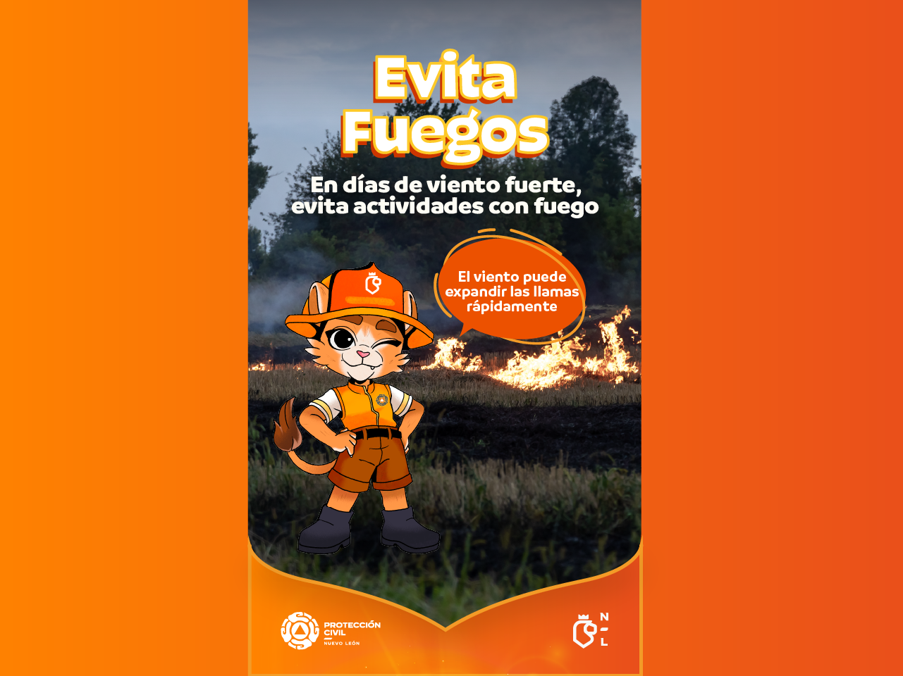 Evita Fuegos. En días de viento fuerte, evita actividades con fuego. El viento puede expandir las llamas rápidamente, 