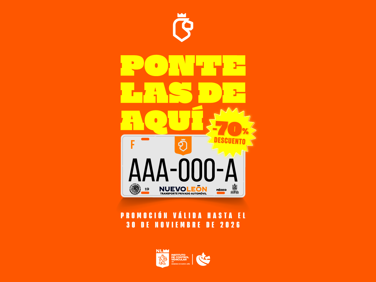 Ponte las de aquí, 70% de descuento. Promoción válida hasta el 30 de noviembre de 2026. 